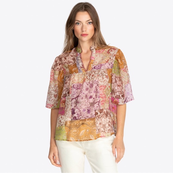 Johnny Was Bertha Top Flowy Bohemian Patchwork Shirt Size Medium - Picture 2 of 16